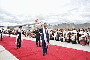 CHINA-XIZANG-LHASA-ANIVERSARIO DE FUNDACION-XI JINPING-LLEGADA