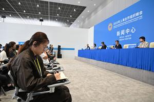 CHINA-TIANJIN-CUMBRE DE LA OCS-CENTRO DE MEDIOS-CONFERENCIA DE PRENSA