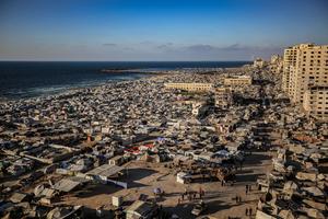 MEDIO ORIENTE-CIUDAD DE GAZA-PALESTINOS DESPLAZADOS-TIENDAS DE CAMPAÑA