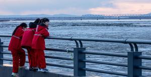 CHINA-HEILONGJIANG-PRIMAVERA-HIELO A LA DERIVA