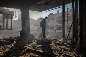 MEDIO ORIENTE-CIUDAD DE GAZA-ATAQUE AEREO-SECUELAS